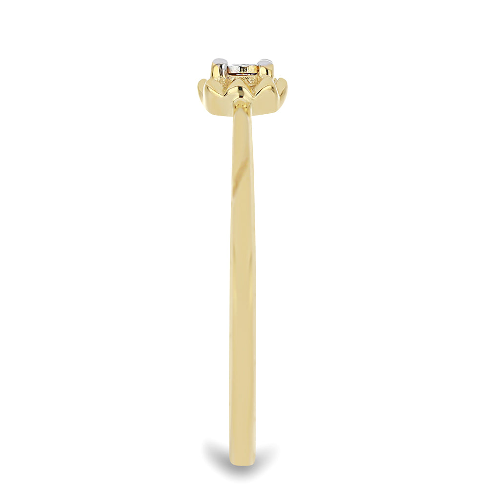 Anel de Prata com Banho de Ouro com Diamante Branco 4 