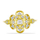 Anel de Prata com Banho de Ouro com Diamante Branco e Zircão Branco