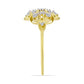 Anel de Prata com Banho de Ouro com Diamante Branco e Zircão Branco