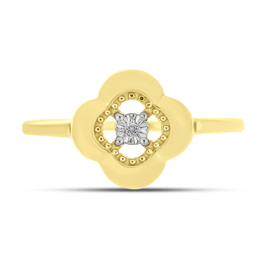 Anel de Prata com Banho de Ouro com Diamante Branco