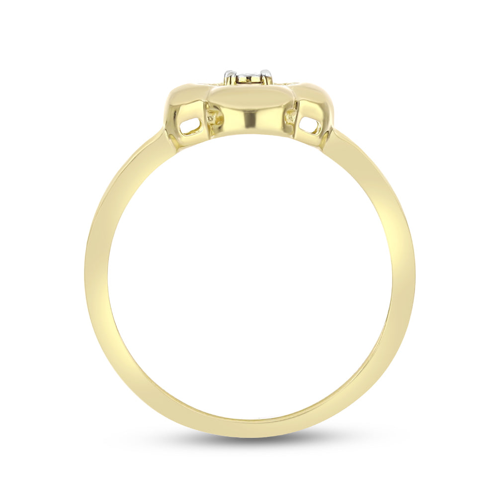 Anel de Prata com Banho de Ouro com Diamante Branco 2 