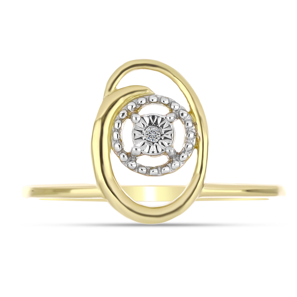 Anel de Prata com Banho de Ouro com Diamante Branco 1 