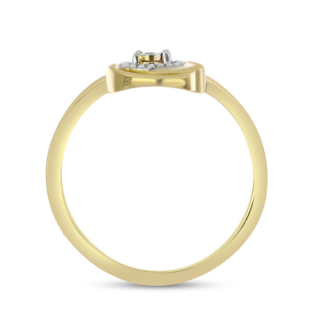 Anel de Prata com Banho de Ouro com Diamante Branco 2 