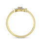 Anel de Prata com Banho de Ouro com Diamante Branco