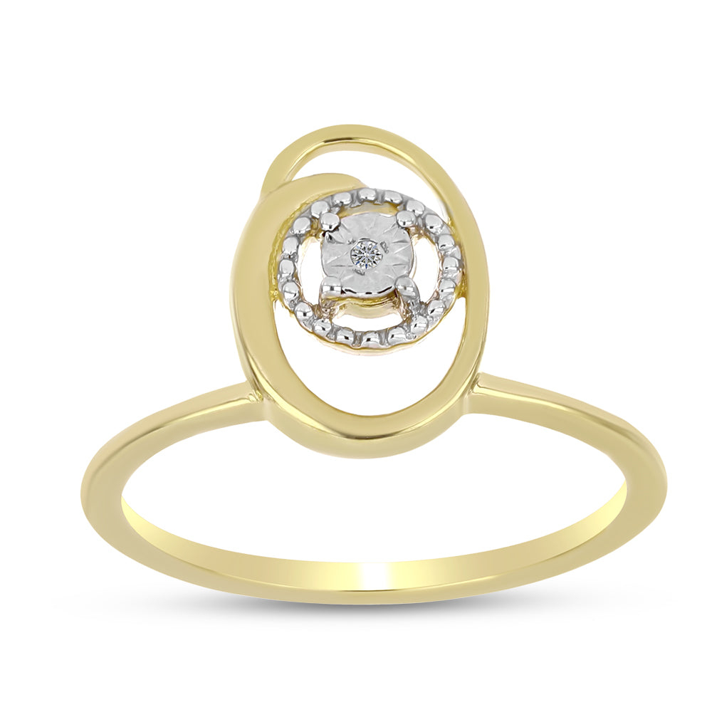 Anel de Prata com Banho de Ouro com Diamante Branco 3 