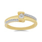 Anel de Prata com Banho de Ouro com Diamante Branco e Zircão Branco