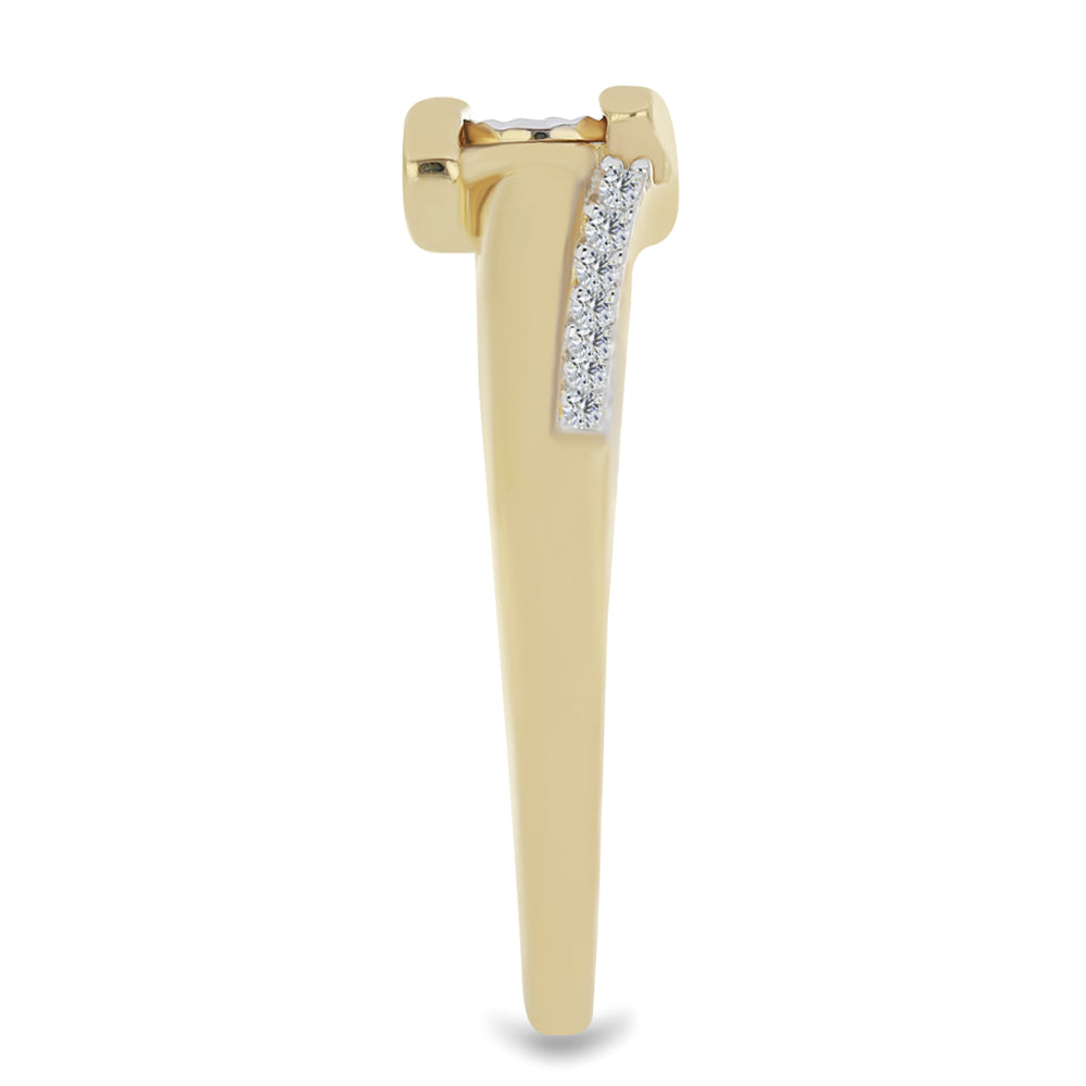 Anel de Prata com Banho de Ouro com Diamante Branco e Zircão Branco 4 