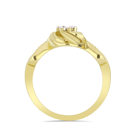 Anel de Prata com Banho de Ouro com Diamante Branco