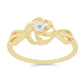 Anel de Prata com Banho de Ouro com Diamante Branco