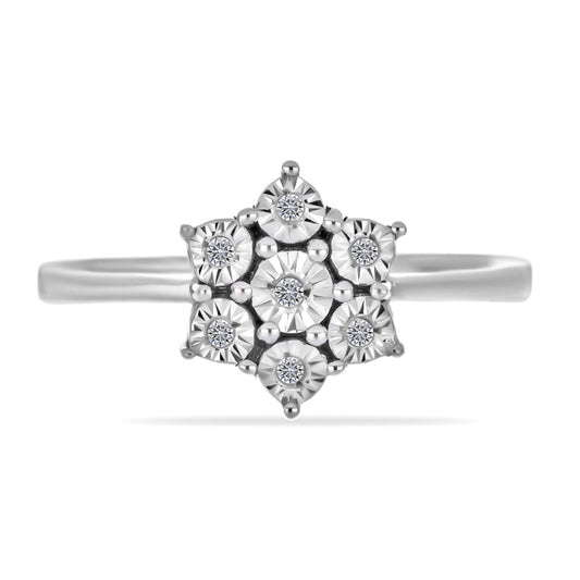 Anel de Prata com Diamante Branco