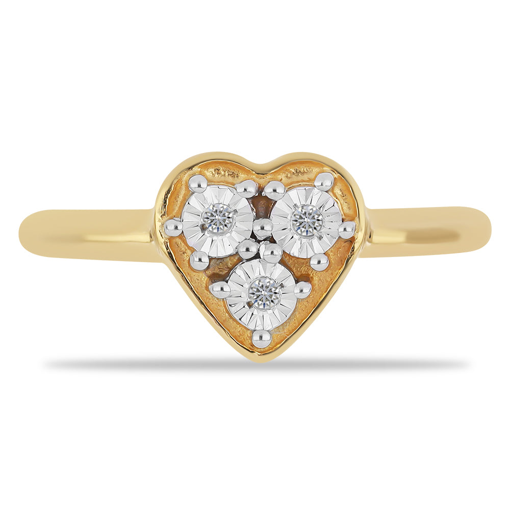 Anel de Prata com Banho de Ouro com Diamante Branco