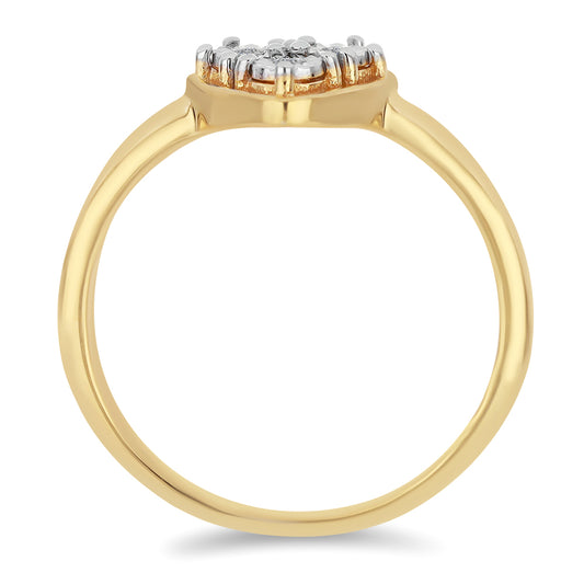 Anel de Prata com Banho de Ouro com Diamante Branco