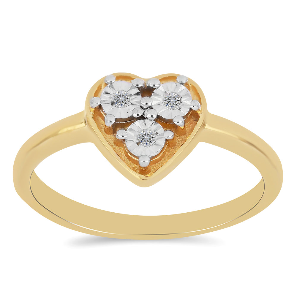 Anel de Prata com Banho de Ouro com Diamante Branco 3 