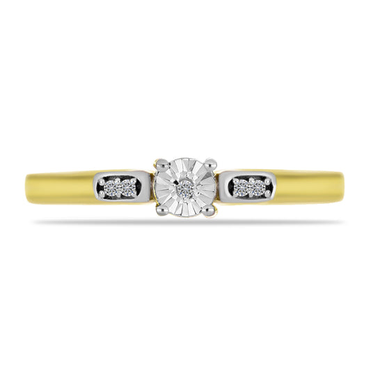 Anel de Prata com Banho de Ouro com Diamante Branco