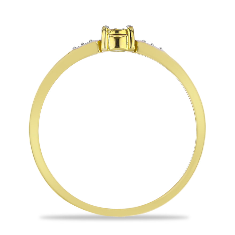 Anel de Prata com Banho de Ouro com Diamante Branco 2 