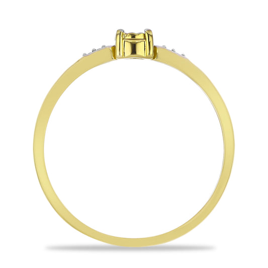 Anel de Prata com Banho de Ouro com Diamante Branco