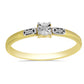 Anel de Prata com Banho de Ouro com Diamante Branco