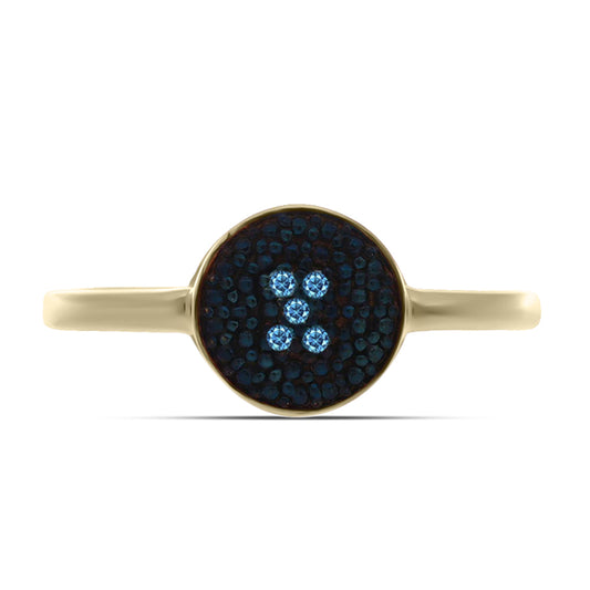 Anel de Prata com Banho de Ouro com Diamante Branco