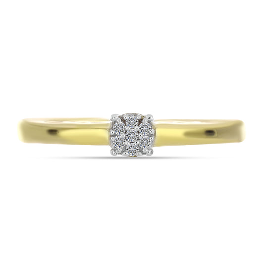 Anel de Prata com Banho de Ouro com Diamante Branco
