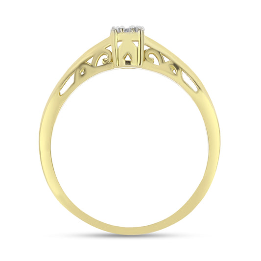 Anel de Prata com Banho de Ouro com Diamante Branco