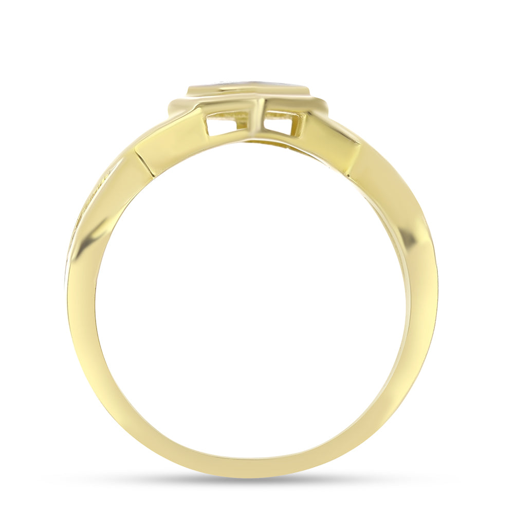 Conjunto de Prata com Banho de Ouro com Diamante Branco  Contraste: Cabeca de Veado (800)