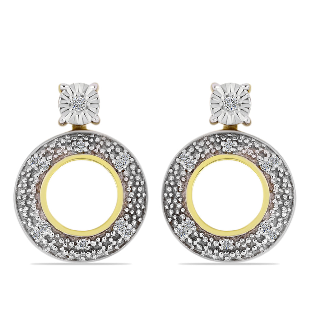 Brincos de Prata com Banho de Ouro com Diamante Branco 1 