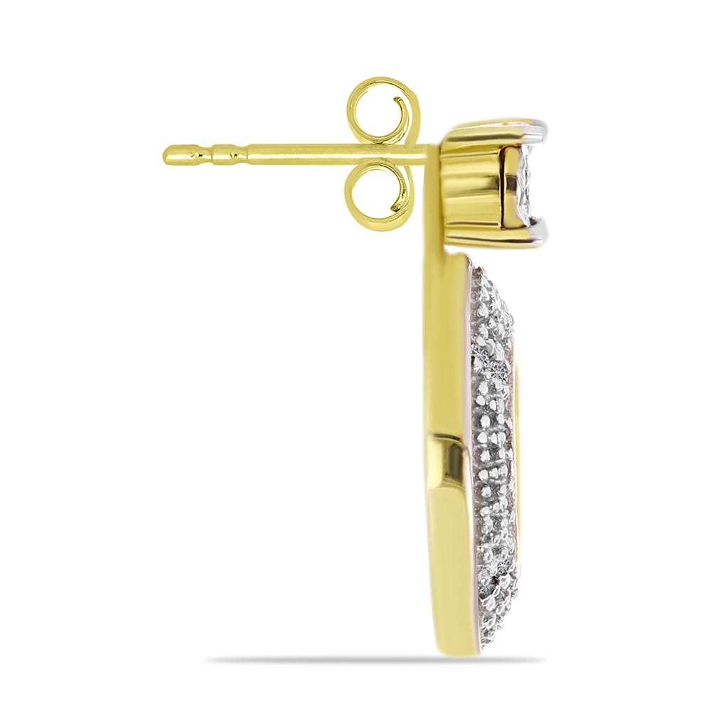 Brincos de Prata com Banho de Ouro com Diamante Branco