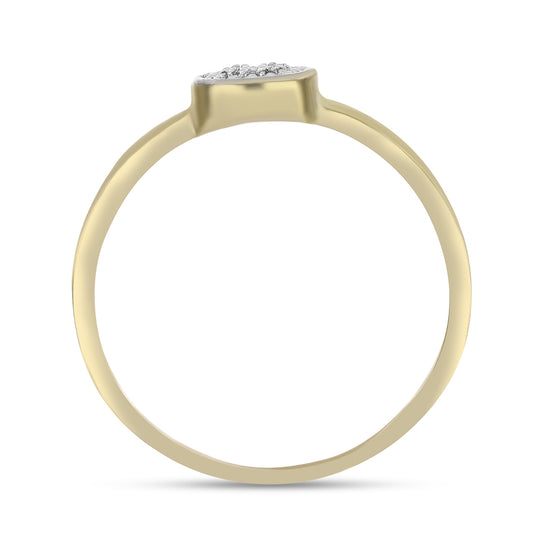 Anel de Prata com Banho de Ouro com Diamante Branco