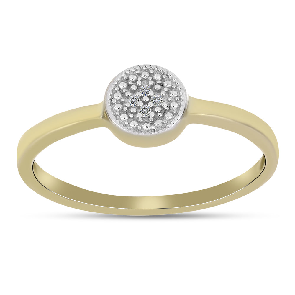 Anel de Prata com Banho de Ouro com Diamante Branco