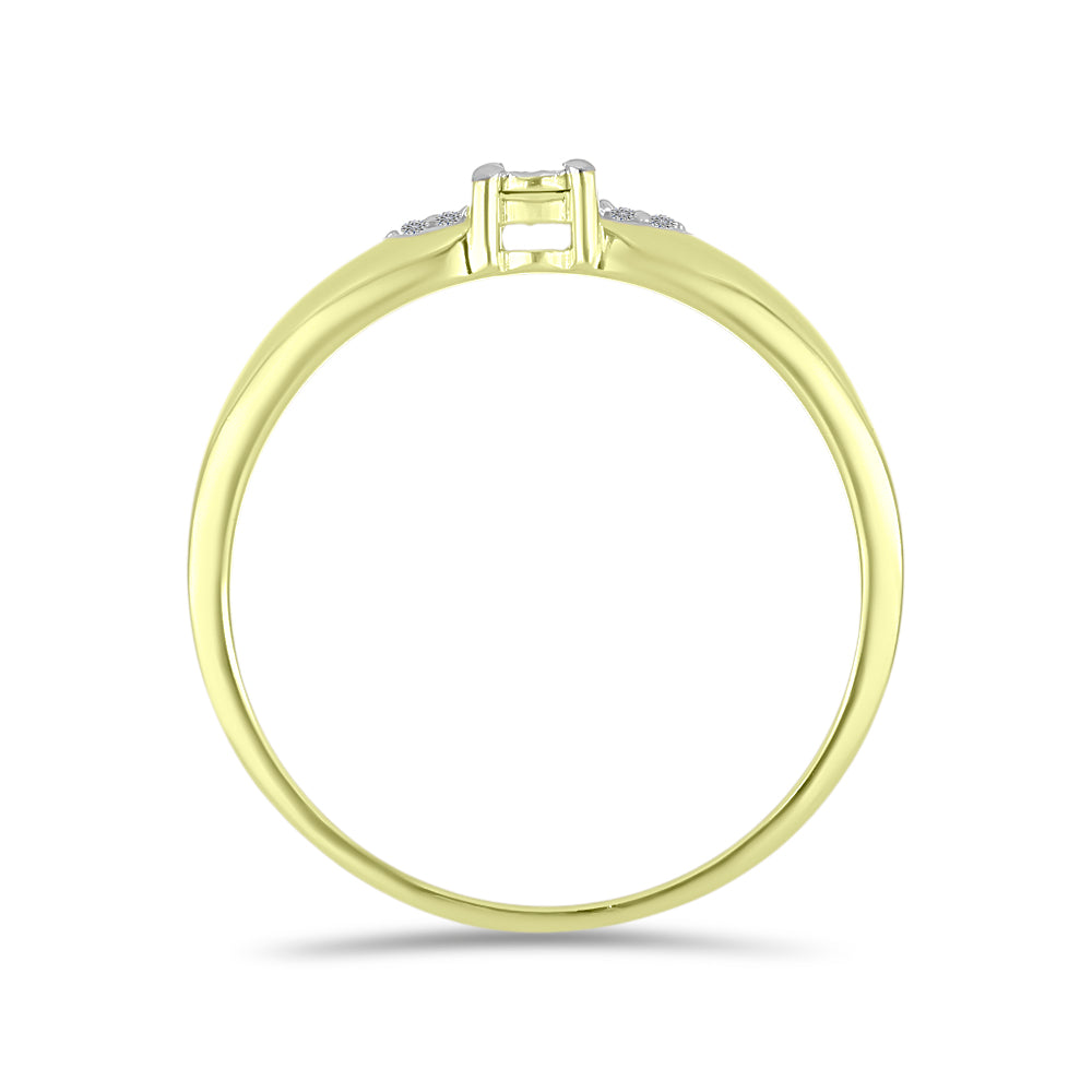 Anel de Prata com Banho de Ouro com Diamante Branco 2 