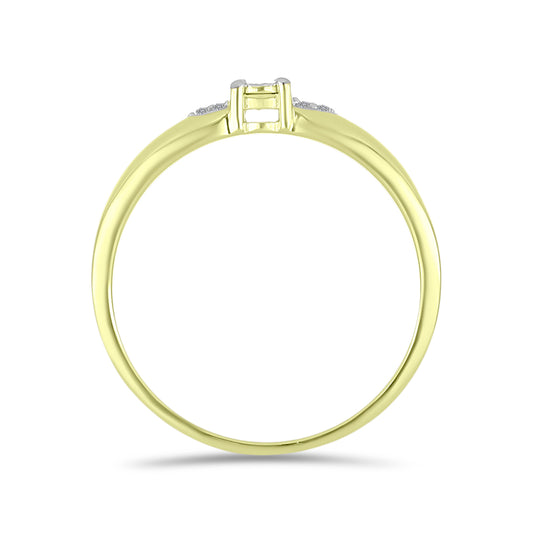 Anel de Prata com Banho de Ouro com Diamante Branco