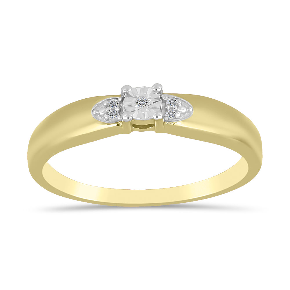 Anel de Prata com Banho de Ouro com Diamante Branco 3 