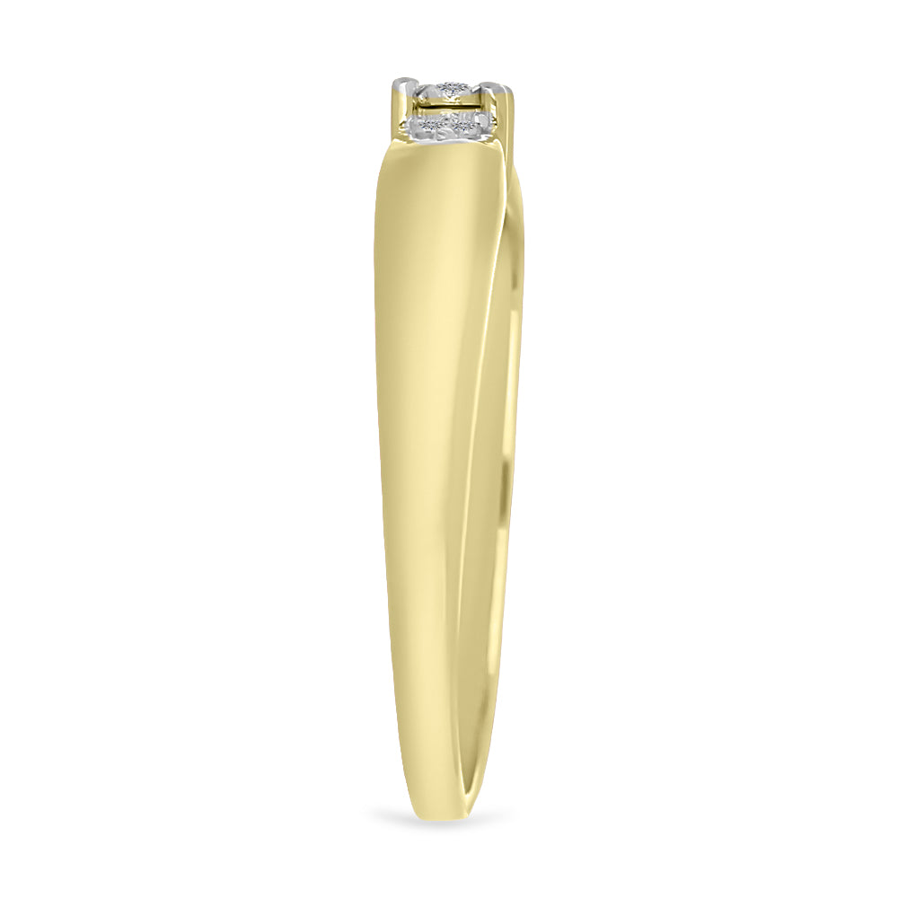 Anel de Prata com Banho de Ouro com Diamante Branco 4 
