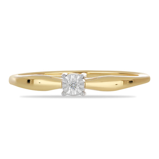 Anel de Prata com Banho de Ouro com Diamante Branco