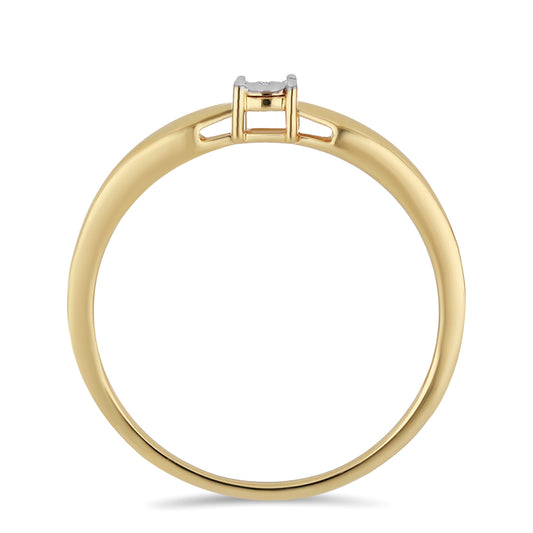 Anel de Prata com Banho de Ouro com Diamante Branco