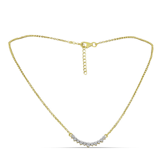Colar de Prata com Banho de Ouro com Diamante Branco  Contraste: Cabeca de Veado (800)