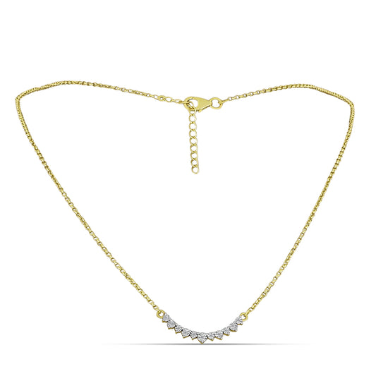 Colar de Prata com Banho de Ouro com Diamante Branco  Contraste: Cabeca de Veado (800)