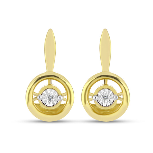 Brincos de Prata com Banho de Ouro com Diamante Branco