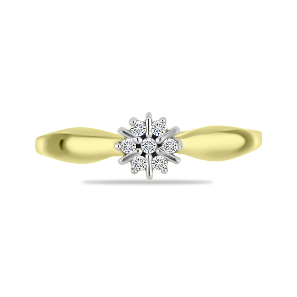 Anel de Prata com Banho de Ouro com Diamante Branco