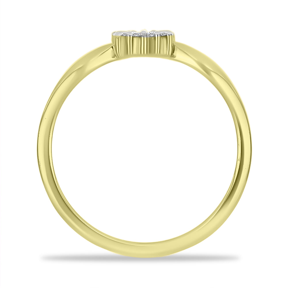 Anel de Prata com Banho de Ouro com Diamante Branco