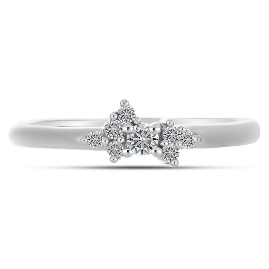 Anel de Prata com Diamante Branco