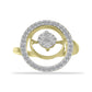 Anel de Prata com Banho de Ouro com Diamante Branco e Zircão Branco  Contraste: Cabeca de Veado (800)
