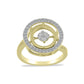 Anel de Prata com Banho de Ouro com Diamante Branco e Zircão Branco  Contraste: Cabeca de Veado (800)