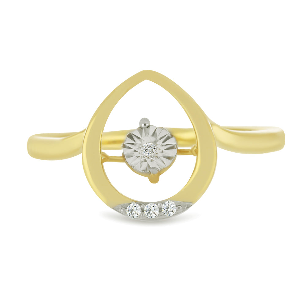 Anel de Prata com Banho de Ouro com Diamante Branco e Zircão Branco 1 