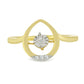 Anel de Prata com Banho de Ouro com Diamante Branco e Zircão Branco