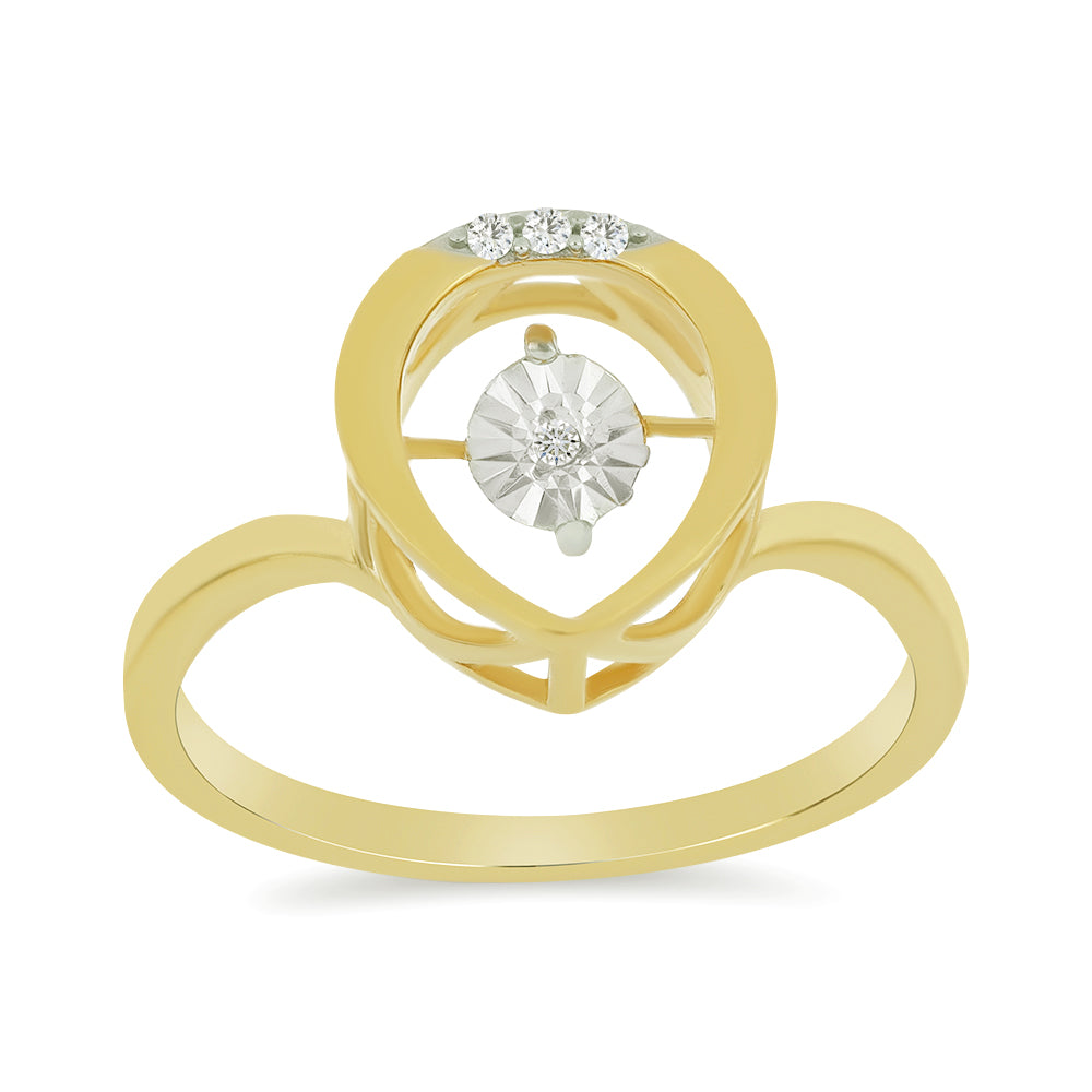 Anel de Prata com Banho de Ouro com Diamante Branco e Zircão Branco 3 