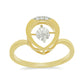 Anel de Prata com Banho de Ouro com Diamante Branco e Zircão Branco