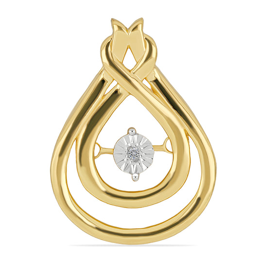 Pendente de Prata com Banho de Ouro com Diamante Branco