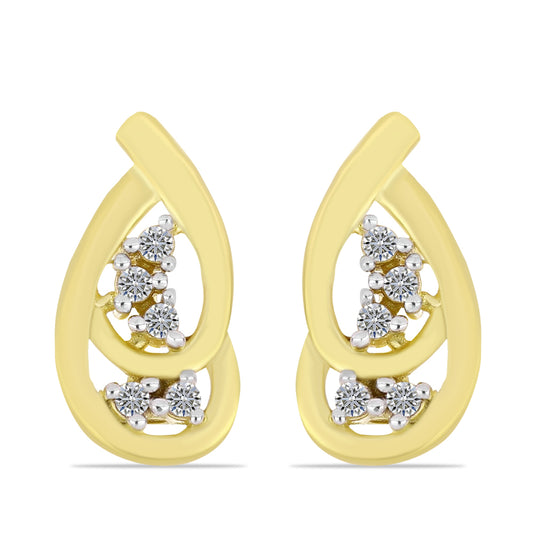 Brincos de Prata com Banho de Ouro com Diamante Branco