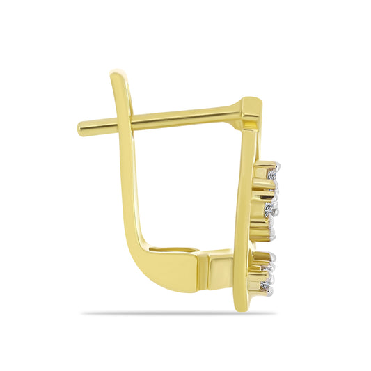 Brincos de Prata com Banho de Ouro com Diamante Branco